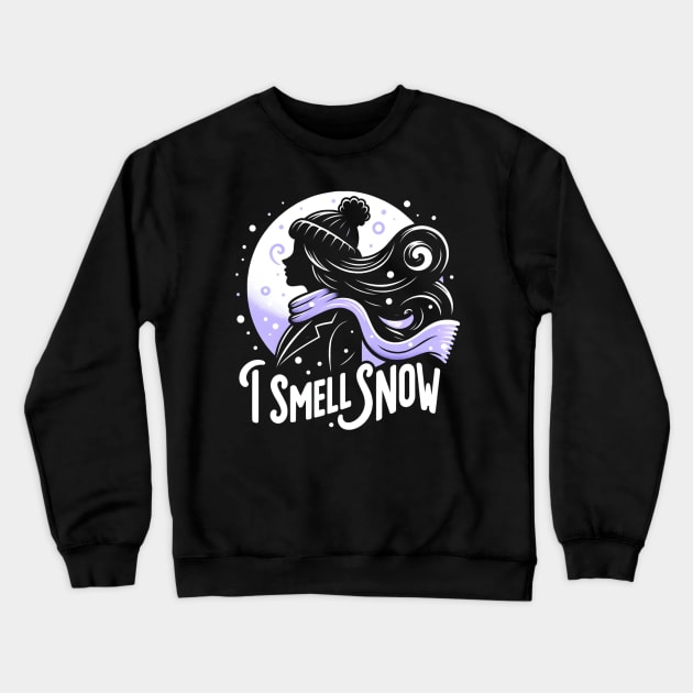 I Smell Snow - Silhouette by the Moon Crewneck Sweatshirt by Fenay-Designs